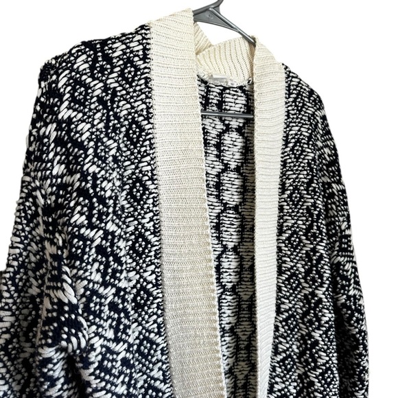Gap Chunky Knit Open Front Oversized Cardigan Navy Cream XS\S - Picture 2 of 8